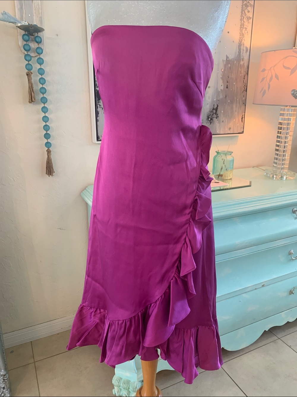 Banana republic strapless, fuchsia dress size 2 NWT